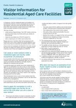 Visitor Information for Residential Aged Care Facilities fact sheet thumbnail